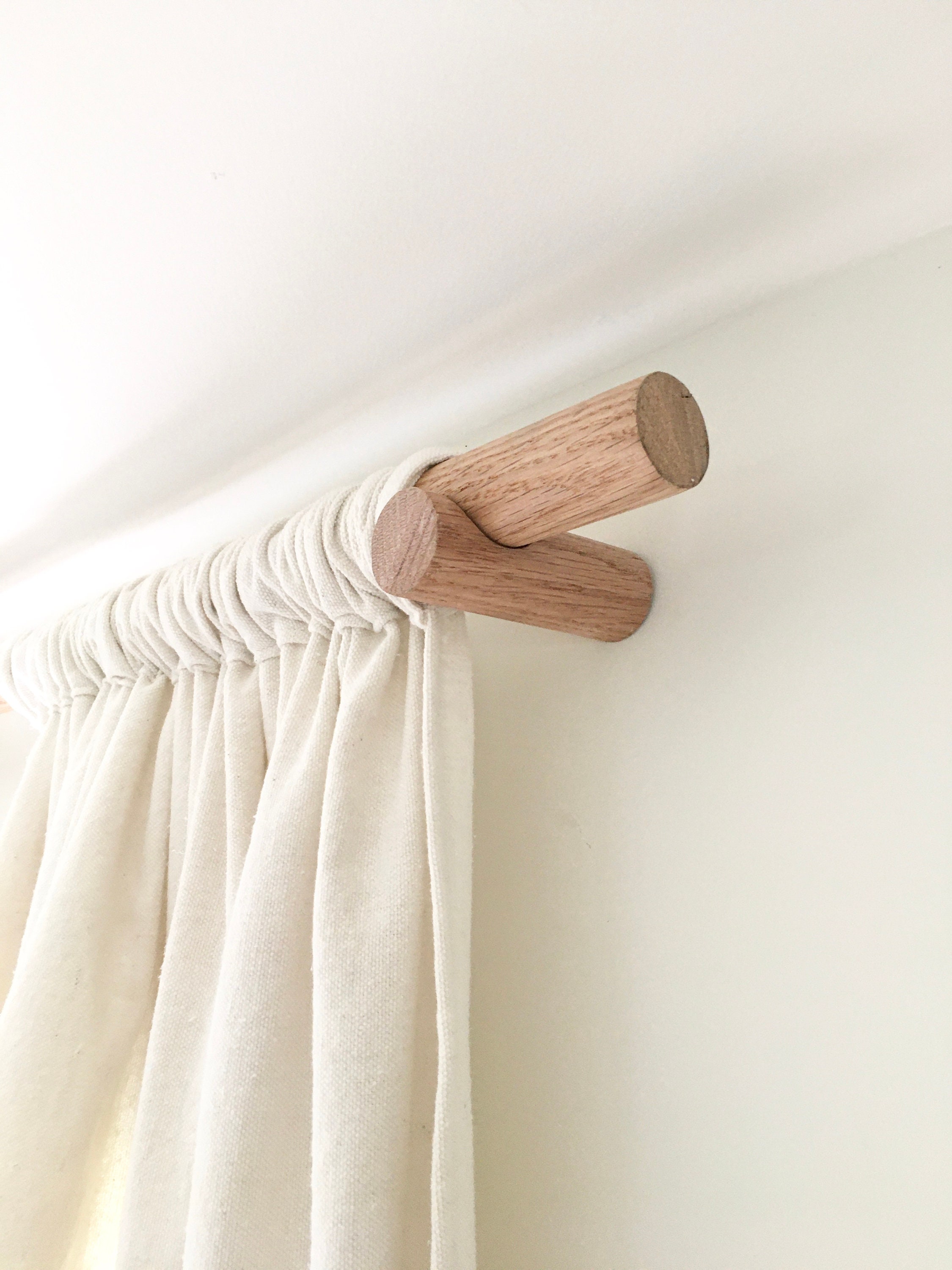 28 47 Wooden Curtain Rod Oak Natural Etsy