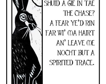 Print & Verse | 'Hare' | Print of original linocut