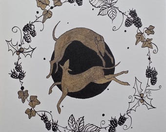Golden Hounds Card | Any Occasion Blank Card | Mary Carroll Artworks  | Scottish Artist and Illustrator