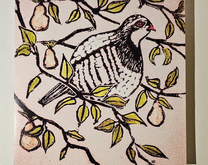 The PARTDRIDGE - The PEAR TREE Christmas/Holiday Card by Mary Carroll