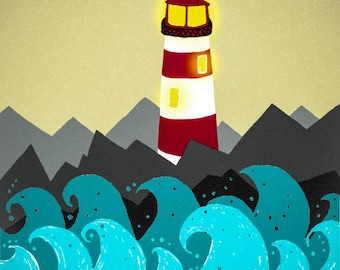 Lighthouse I Card | Any Occasion Blank Card | Mary Carroll Artworks  | Scottish Artist and Illustrator
