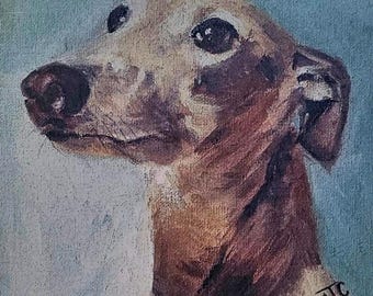 Whippet In Oil Card | Any Occasion Blank Card | Mary Carroll Artworks  | Scottish Artist and Illustrator