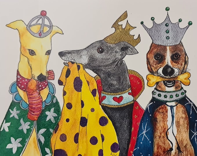 Three Wise Hounds - Christmas/Holiday Card by Mary Carroll