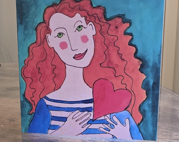 Red Heart Card | Any Occasion Blank Card | Mary Carroll Artworks  | Scottish Artist and Illustrator