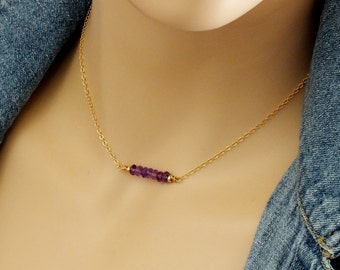 February Birthstone Necklace • Natural Amethyst • 14K Gold Filled
