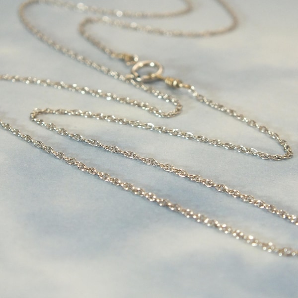 1.1mm Rope Chain • 15"-37" Lengths • 14K Solid White Gold