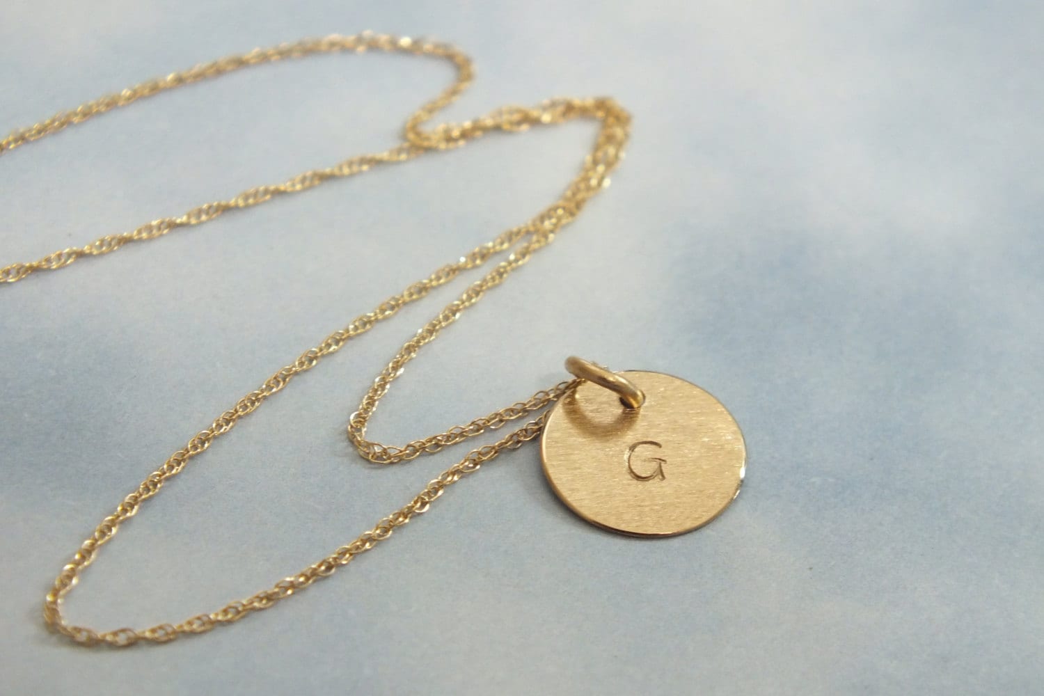 14k Gold Tiny Initial Necklace 9mm Solid Gold Initial | Etsy