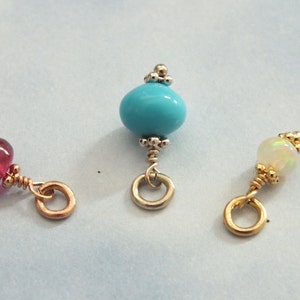 Custom Wire Wrapped Birthstone Charm • 20+ Natural Gemstones • 14K Solid Gold