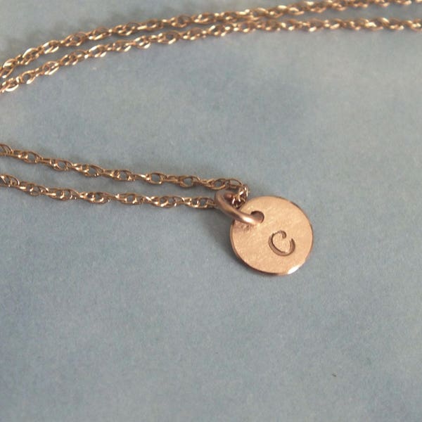 SPECIAL OFFER- Custom Tiny Charm Necklace • 6mm Initial Charm • 14K Solid Rose Gold