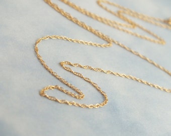 Cadena de cuerda de oro sólido de 20 "14k .89mm Cadena de cuerda, Cadena de capa, Cadena minimalista, Cadena colgante delicada hecha a medida de 14k