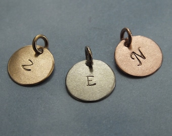 Custom Initial Charm • 9mm Initial Disc • 14K Solid Gold