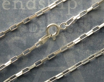 1.7mm Long Box Chain • 16"-24" Lengths • Solid 925 Silver Chain