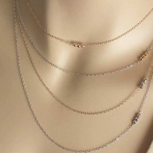 SPECIAL OFFER- Custom 3 Bead Chain Necklace • 14K Solid Gold