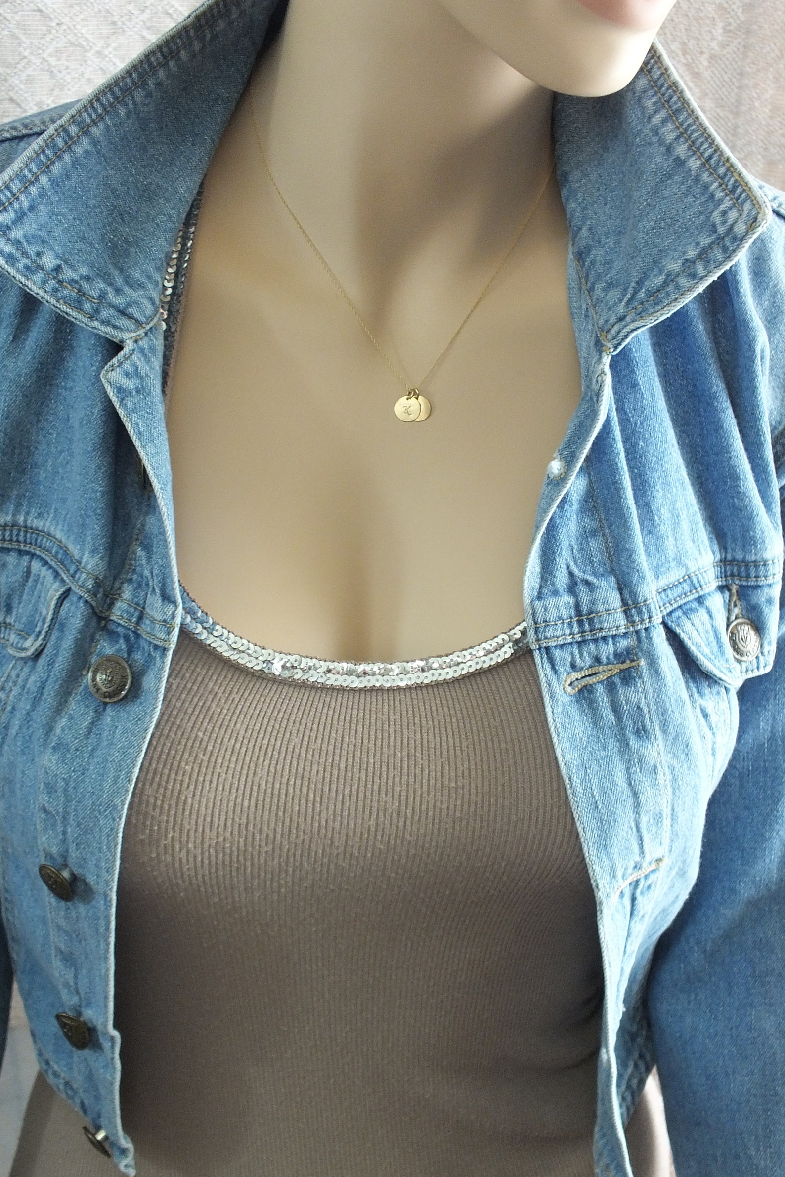 14k Gold 3 Initial Necklace 9mm Solid Gold 3 Initial Etsy