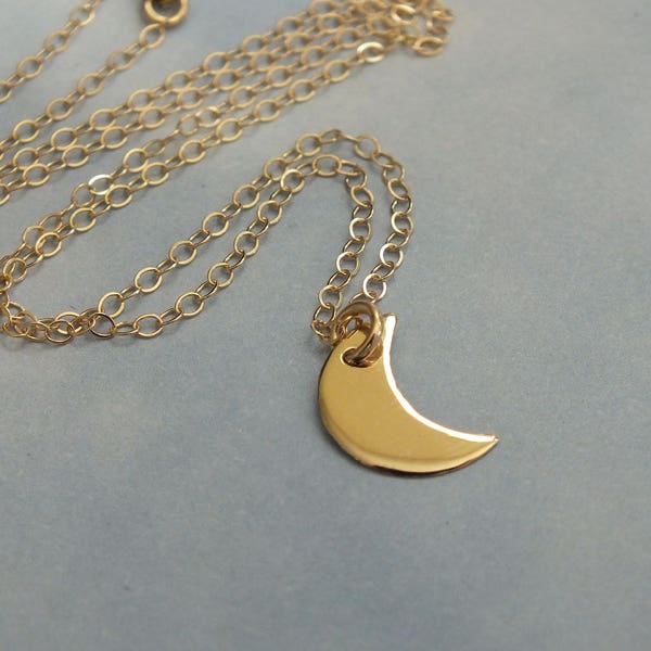 SPECIAL OFFER- Small Crescent Moon Charm Necklace • 14K Solid Gold