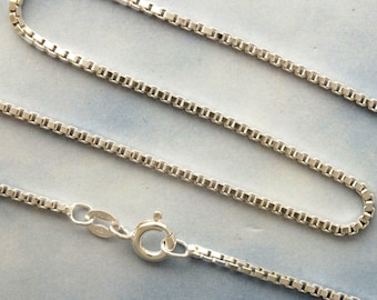 1.5mm Box Chain • 16" - 30" Lengths • Solid 925 Sterling Silver Chain