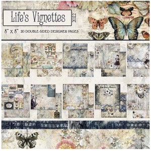 8 x 8 vignettes Life's Blue Fern Studio, 20 feuilles recto-verso, carnet de notes