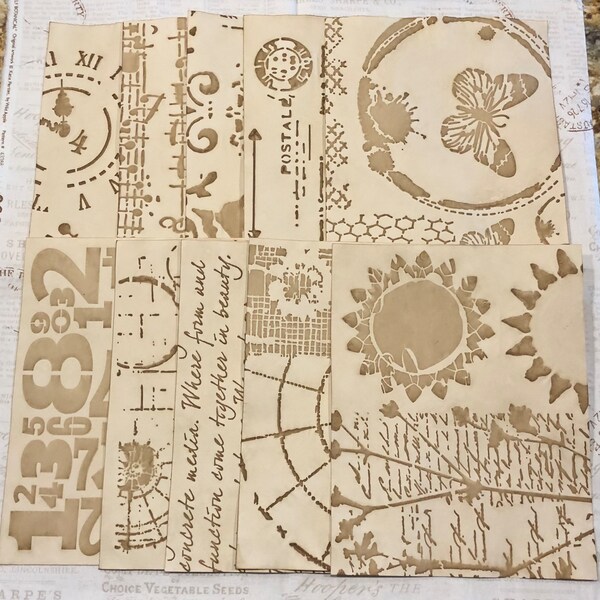 Updated! ODE to TIMMY pattered coffee dyed paper, 10 sheets of 28 pound paper for journaling, ephemera and crafting