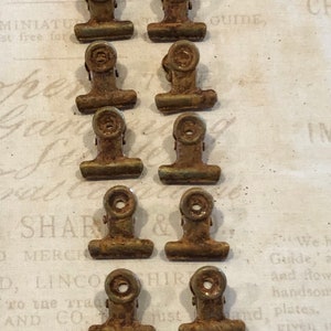Rusted Bulldog Clips: Steampunk Ephemera, Industrial Decor (Set of 10)