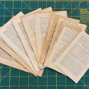 French Cotton Rag Book Pages: 1800s Ephemera for Junk Journals, from small books