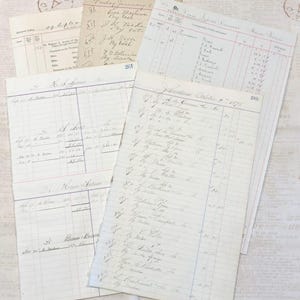 Late 1800&#39;s-1905 ledger paper bundle for junk journalling, collaging, ephemera and crafting.  10 pages from 5 different ledgers