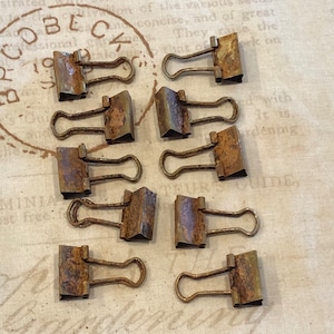 Rusted Binder Clips: Steampunk Ephemera Embellishments (Set of 10)