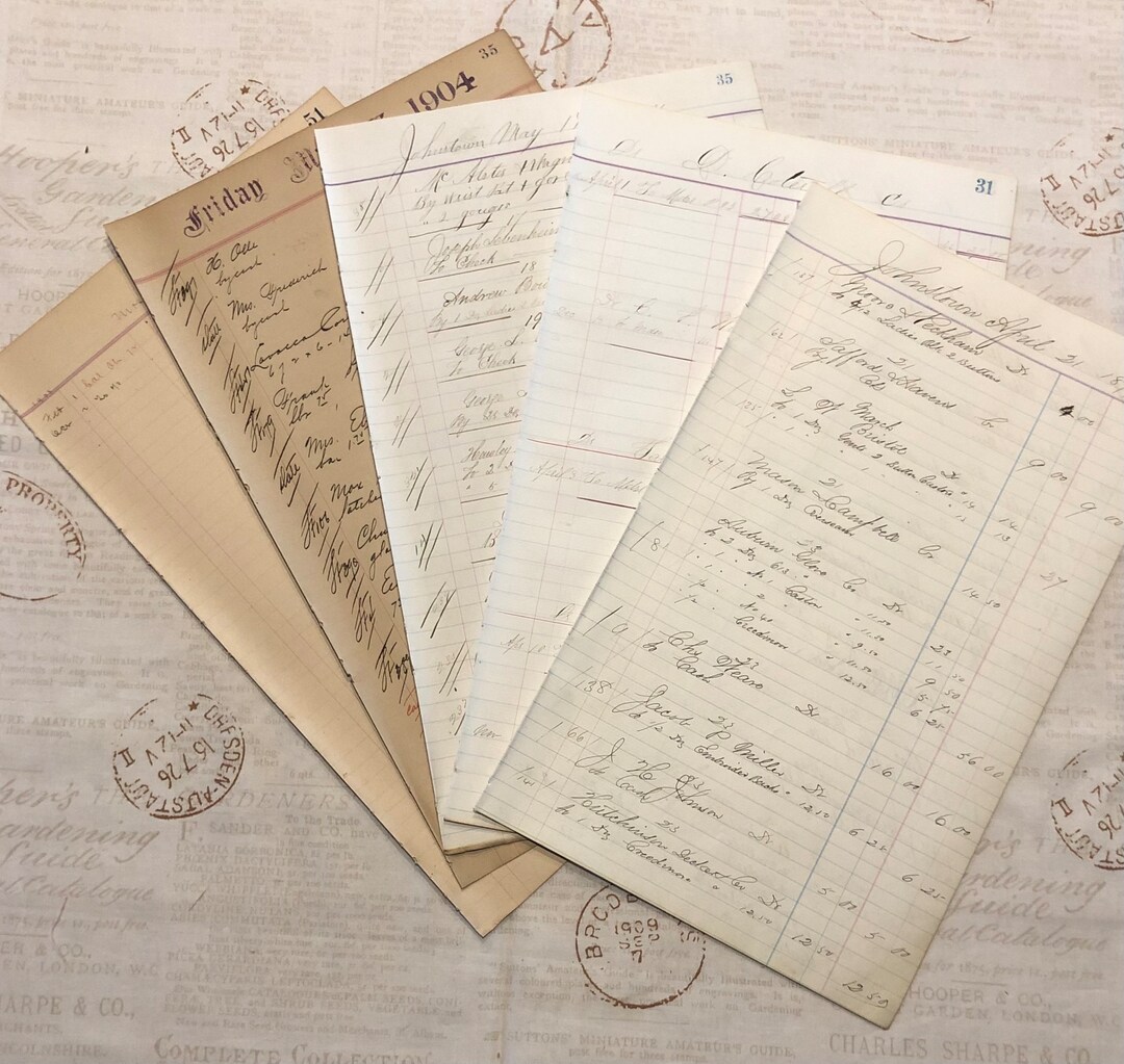 18701920 Ledger Paper Bundle for Junk Journalling, Collaging