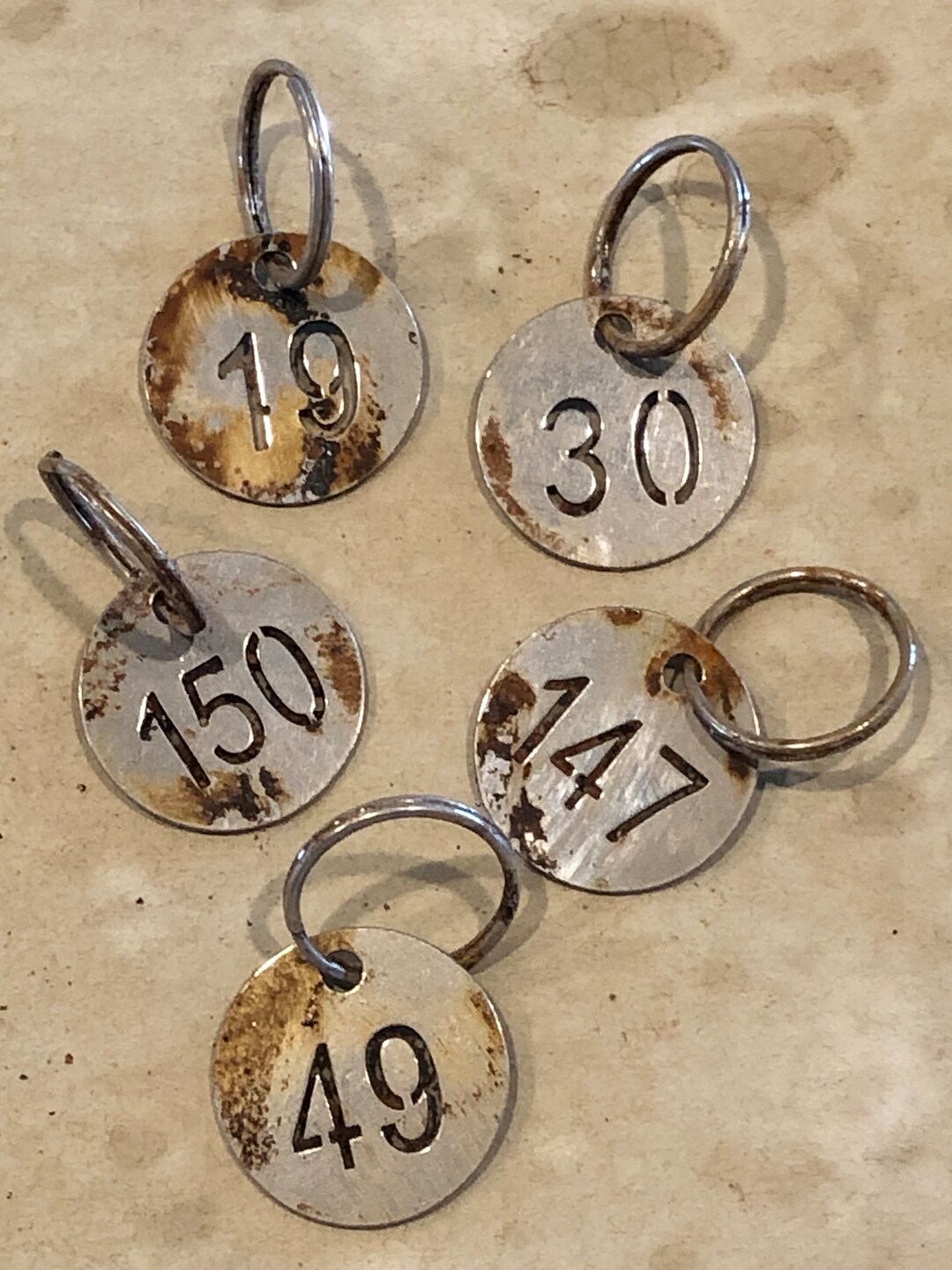 Sourcemall Numbered Tags With Key Ring Stainless Steel Circle