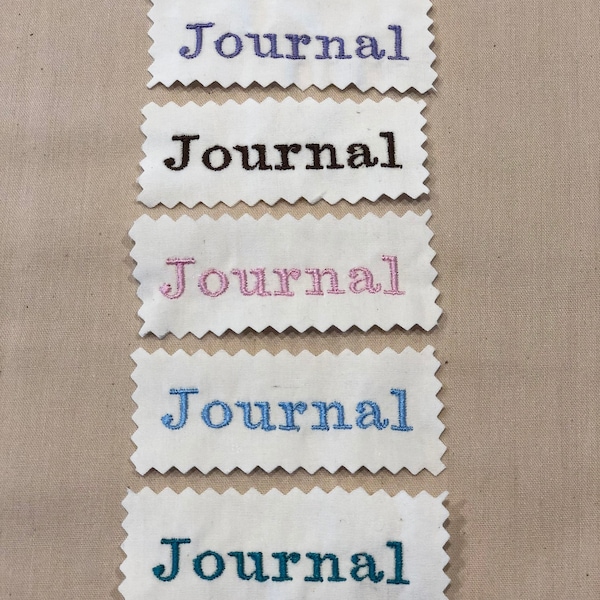 embroidery word “journal ” for journals, scrapbooking and crafts, book plates, label