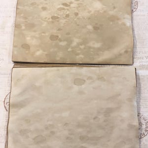 25 feuilles de papier teint café, 20 livres pour la tenue d'un journal, des éphémères et des travaux manuels