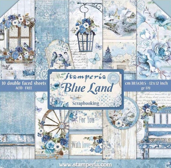 Stamperia BLUE LAND 12x12 Paper Pad, 10 Sheets Double Sided 