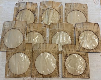 10 sobres para CD teñidos con café, ideales para tarjetas de diario, recuerdos y manualidades.