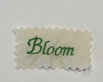 embroidery word “bloom” for journals, scrapbooking and crafts, book plates, label