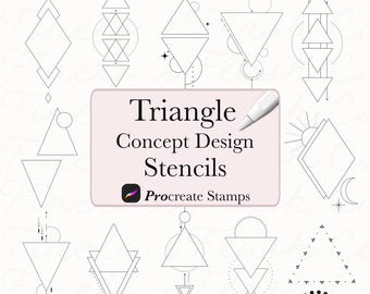 Fineline tatueringsschabloner | Triangle Procreate stämplar (digital nedladdning)