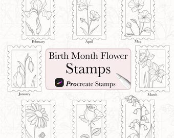 Birthmonth Flower Designs | Fineline Flower Designs | Birthmonth Flower Stamps | Fineline Procreate | Birthmonth flowers | TattooFlash