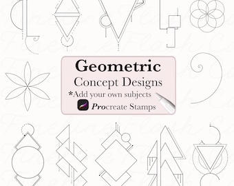 Geometriska tatueringsstämplar för Procreate | Fineline Design (digital nedladdning)