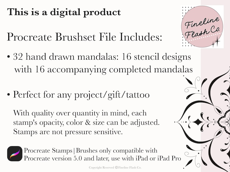 Mandala Procreate Stamps | Fineline Designs | Mandala Procreate Brush ...