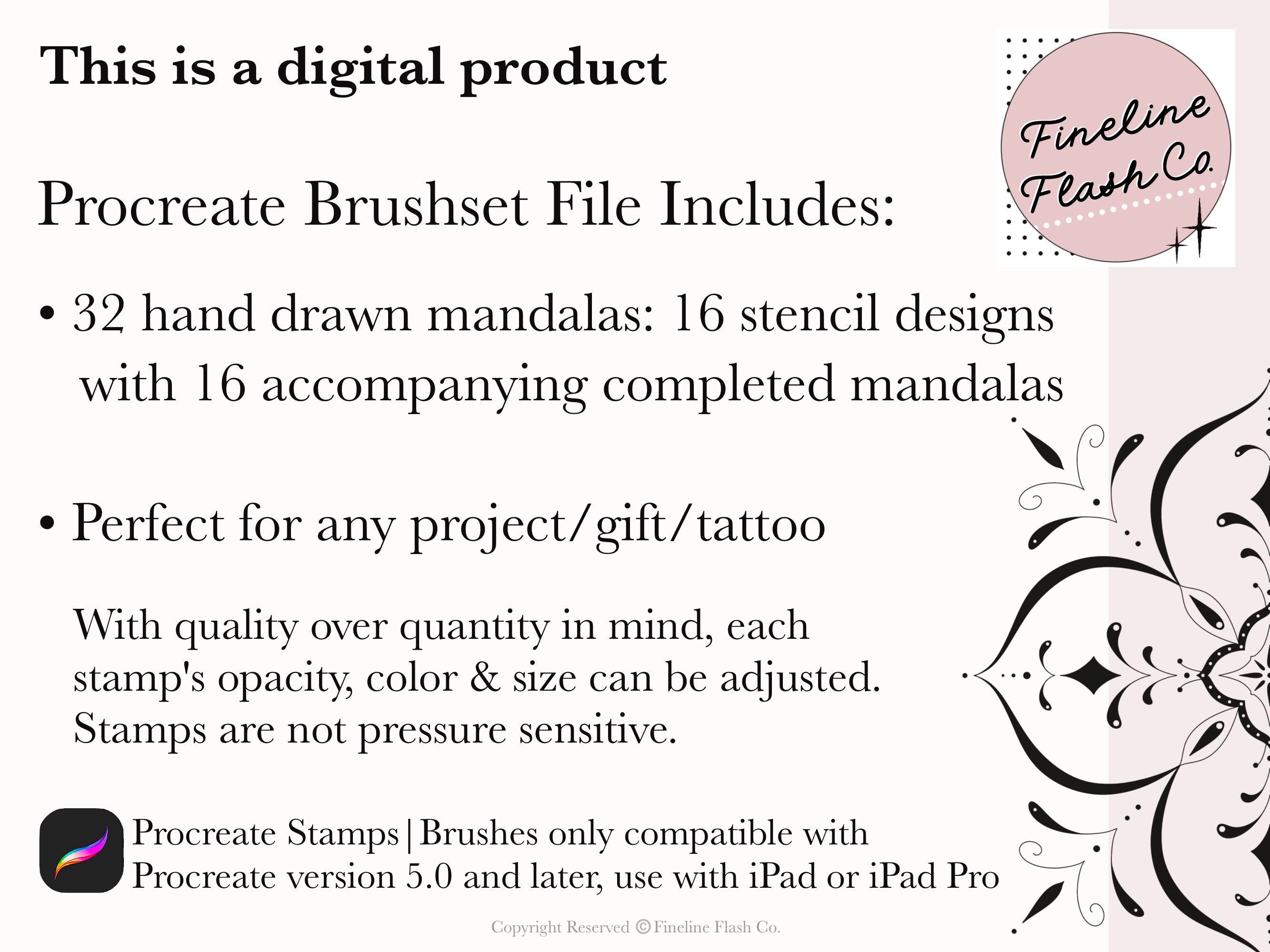 Mandala Procreate Stamps | Fineline Designs | Mandala Procreate Brush ...