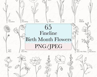Blommönster för födelsemånad | Fineline-blommönster | Födelseblommor PNG | Fineline PNG | Tatueringsdesigner för födelseblomma | Födelsemånadsdesigner PNG