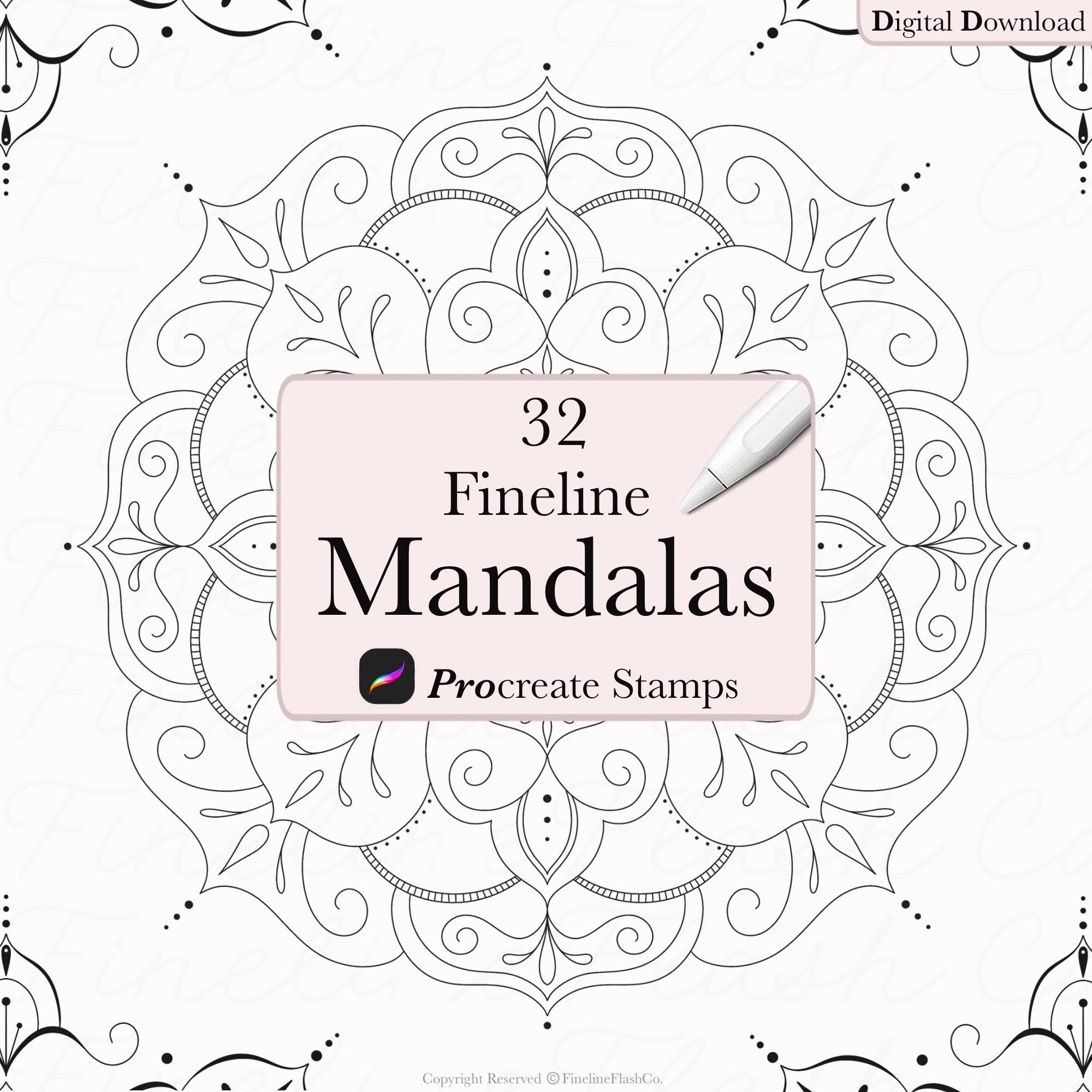 Mandala Procreate Stamps | Fineline Designs | Mandala Procreate Brush ...