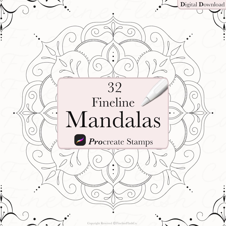 Mandala Procreate Stamps | Fineline Designs | Mandala Procreate Brush ...