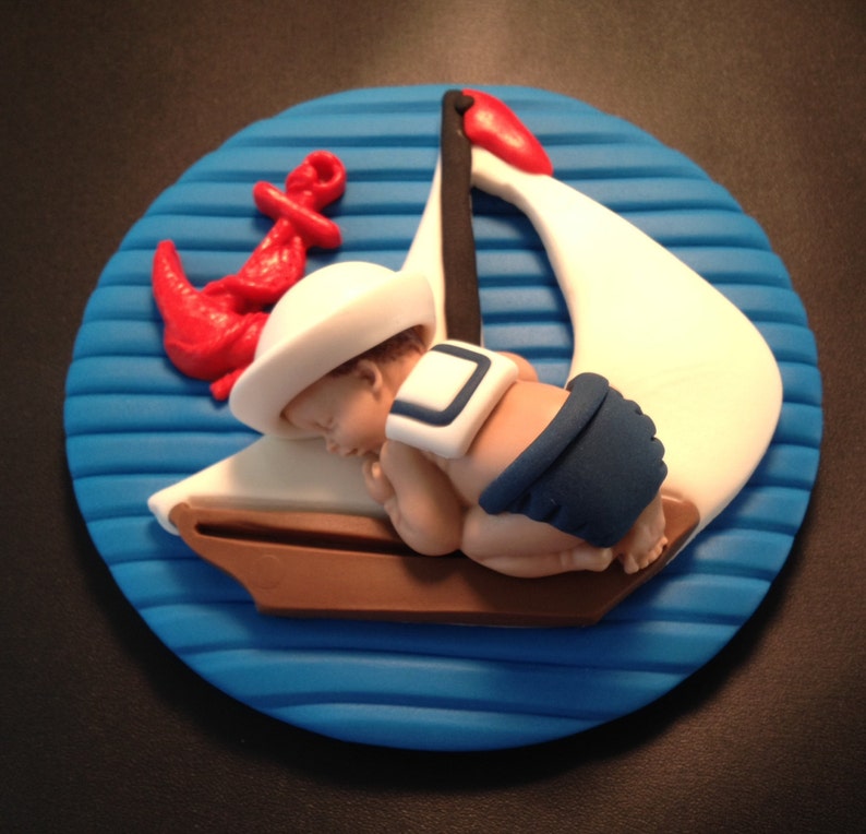 Fondant edible baby nautical sailor cake topper | Etsy