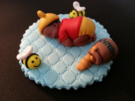 Fondant Edible Winnie The Pooh Baby Cake Topper For Baby Etsy