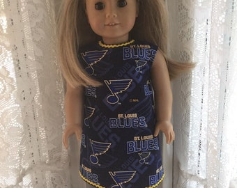 St Louis Blues Theme Silver Glitter Transfer T-Shirt For 16/" Or 18/" Dolls