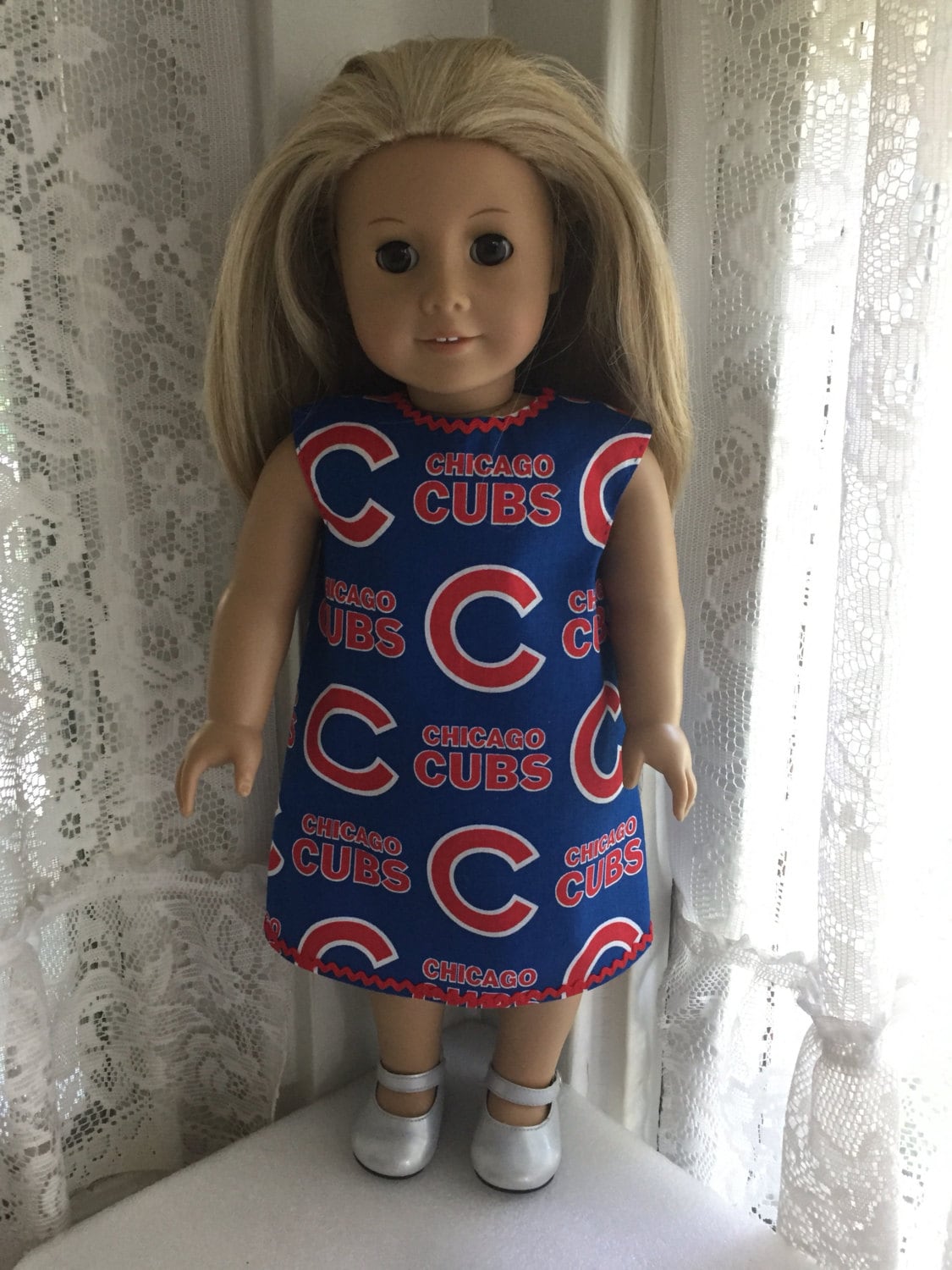 Blue and Red Chicago Cubs Dress for 18 Inch Dolls 