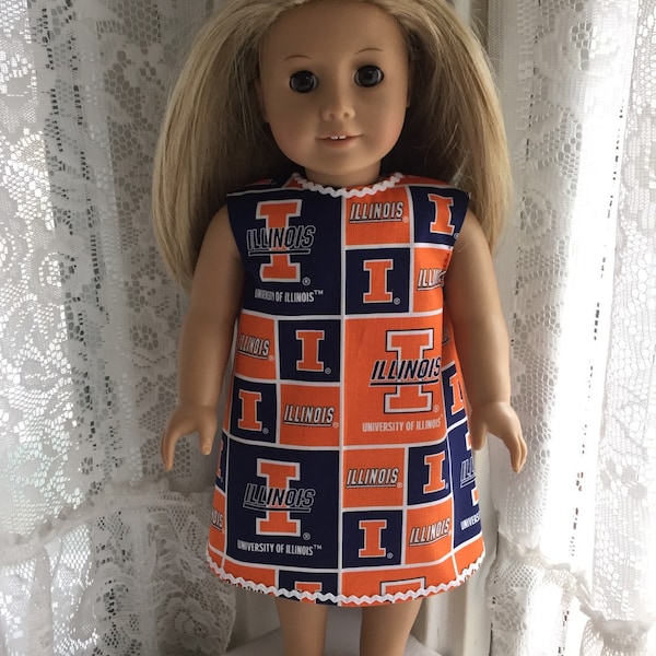 University of Illinois Fighting ILLini dress for 18 inch dolls