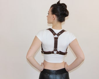 Brown leather Back Strap harness