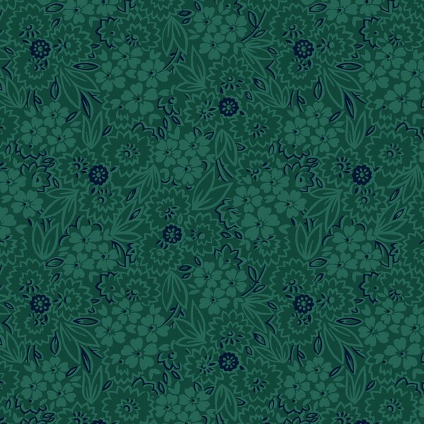 Quiet Grace Teal Scatter Garden 919-77 - Henry Glass - by Kim Diehl - 100% Cotton