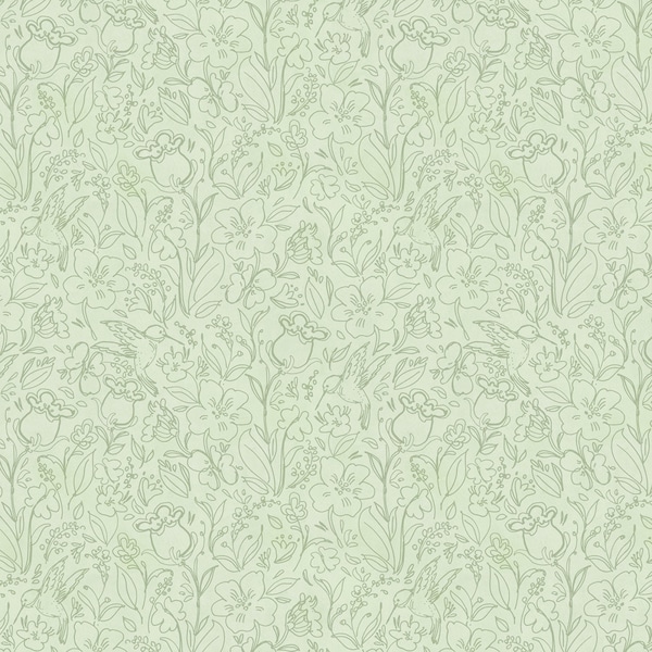 Hummingbird Floral -  Green Toile 39833-777 - Wilmington Prints - by Susan Winget - 100% Cotton Sku: 68427