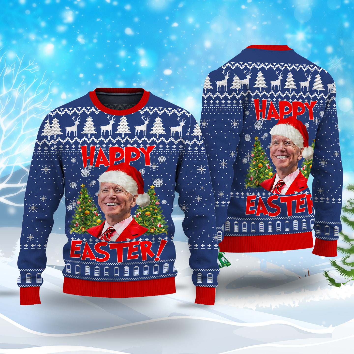 Discover Ugly Christmas Sweater Happy Easter Joe Biden, Biden Xmas Sweater